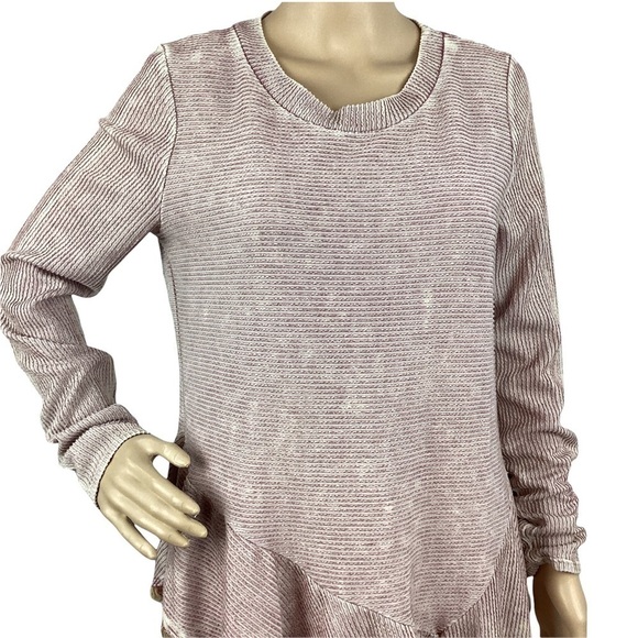 Altar'd State Top Size S Dusty Pink Ribbed Asymmetric Hem Long Sleeve - Picture 2 of 6